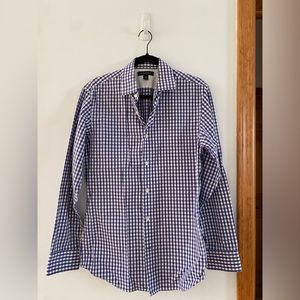 Banana Republic Men’s Slim Fit Purple Checkered Button Down Non-Iron Shirt